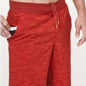 Lululemon Mens T.H.E. Short *Linerless 9" Heather Allover Solar Orange NWT S